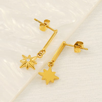 Boucles d'oreilles pendantes étoile éclatante en acier inoxydable 304 plaqué or 18 carats sous vide, 29 mm, bijoux modernes en forme d'étoile céleste pour femmes, cadeaux
