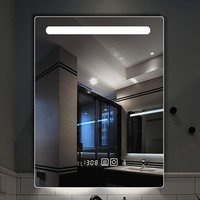Disesuaikan desain Modern Smart kamar mandi cermin LED Bluetooth jam Digital Sensor Switch Makeup Salon Hotel ruang tamu