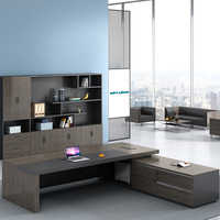 Nouveau bureau de direction moderne minimaliste en forme de L avec armoire latérale, modèle de panneau de luxe léger, grand bureau de direction, vente en gros Foshan