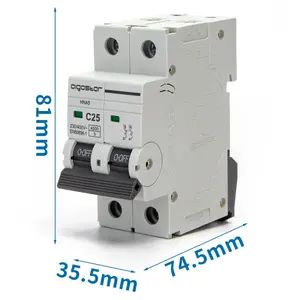 เบรกเกอร์อัตโนมัติขนาดเล็ก 2 ขั้ว 25 แอมป์ แบบ C สีเทา ป้องกันวงจรไฟฟ้าและป้องกันกระแสเกิน - Product Image 1