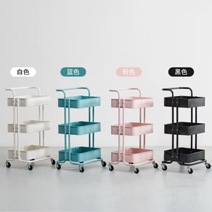 Three-tier mobile storage <b>cart</b> <b>for</b> hair salons and beauty parlors, including hair styling racks and nail <b>tool</b> <b>carts</b> - Product Image 2
