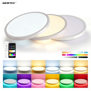 Modern Ultra-thin Round LED <b>Ceiling</b> <b>Light</b> Backlit Design 3CCT Dimmable with 2.4G <b>Remote</b> <b>Control</b> Flush Mount Lamp for Living Room - Product Image 1