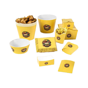 Set kemasan makanan cepat sekali pakai kotak Pizza kentang goreng & <span class=keywords><strong>Burger</strong></span> folder makanan kelas dapat dilipat seri kemasan - Product Image 4