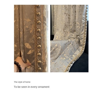 Tenda di Lusso in Stile Romantico Francese, Jacquard Dorato e Grigio con Occhielli, 1000g, per <span class=keywords><strong>Soggiorno</strong></span> e Camera da Letto - Product Image 5