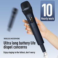 Microphone dynamique sans fil UHF professionnel, directivité cardioïde, prise casque 3,5 mm, portable, rechargeable, en métal, avec suppression du bruit