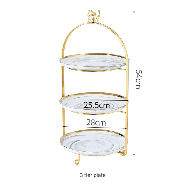 Stand de gâteau en marbre à 3 niveaux