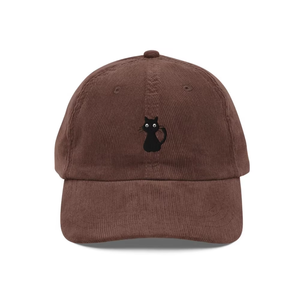 Gorra de Béisbol Unisex de Pana con Bordado de Gato Negro en el Panel Frontal, Ajustable, Estilo Casual, de 6 Paneles, Color Rojo - Product Image 2