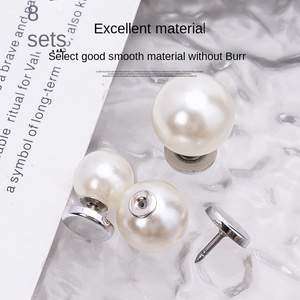 Broche de botón de camisa de perlas de plástico reutilizable, broche oculto decorativo con hebilla Invisible para evitar la exposición para suéter y cuello - Product Image 3