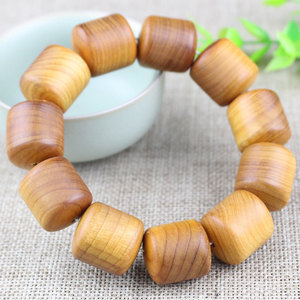 Bracelet en bois de cyprès avec perles baril 18x20mm, unisexe, pour usage quotidien, bijou de collection - Product Image 3