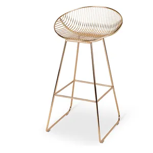 Modern restoran mobilya demir lüks yüksek Modern dışkı altın Metal Bar sandalyeler