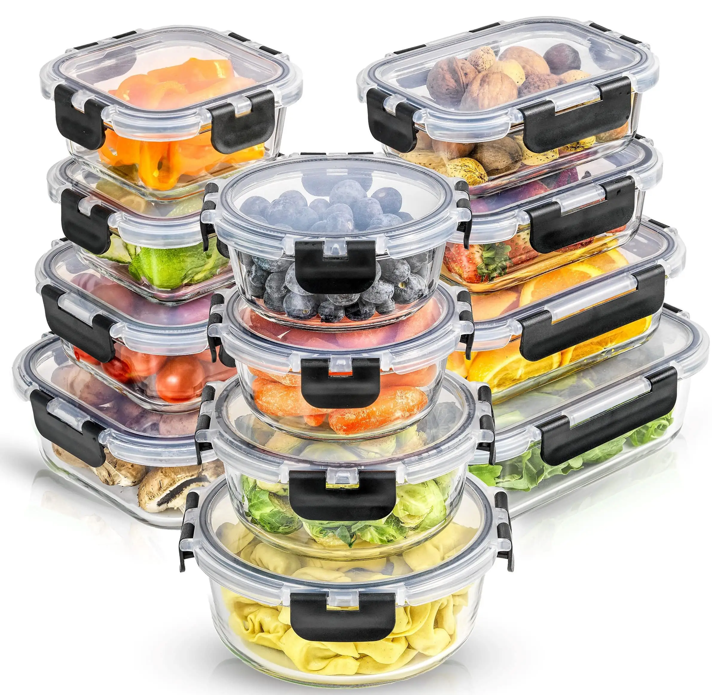 Hot Sale Kitchen Minimalist BPA Free Microwave Safe Clear Glass Storage Containers With Lids Food Storage Boxes