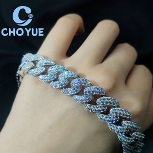 Wholesale 925 Sterling Silver 13mm Moissanite Cuban Bracelet <b>Iced</b> <b>Out</b> <b>Chain</b> Pass Diamond Tester Hip Hop Jewelry Unisex GRA - Product Image 5