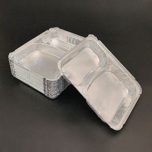 <strong>2</strong> <strong>Compartment</strong> <strong>Aluminum</strong> <strong>Foil</strong> Food Container Disposable Meal <strong>Tray</strong> for Takeaway Catering Food Packaging - Product Image 2
