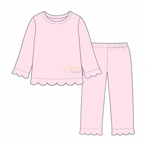 <span class=keywords><strong>Pigiama</strong></span> con bordo smerlato per bambine, set coordinato per neonati, <span class=keywords><strong>pigiama</strong></span> a maniche lunghe 100% cotone, abbigliamento da casa per bambini, abbigliamento da notte per bambini - Product Image 4
