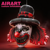 Décoration Gonflable Clown Effrayant, Accessoire Gonflable Clown d'Horreur pour Halloween, Bar, Club, Ambiance Terrifiante