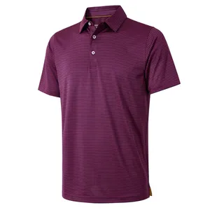 Isı Transfer baskı Golf Polo gömlekler jakarlı çizgili T Shirt özel % 100 pamuk siyah ve yeşil Polos erkekler için
