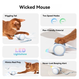 Jouet interactif pour chat bleu rechargeable, fournitures pour animaux de compagnie d'intérieur, jouet automatique pour chaton avec queue de souris mobile en plastique - Product Image 2