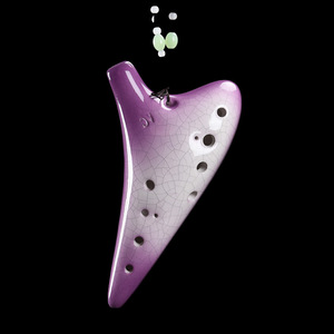 Ocarina en céramique 12 trous Alto C, couleur dégradée effet craquelé, pour débutants, instrument de musique éducatif - Product Image 3
