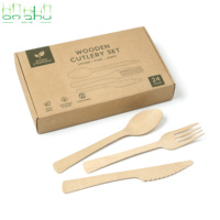 Composteerbaar, voedselveilig, groothandel bestektrio van natuurlijk berkenhout - essentieel voor moderne restaurants