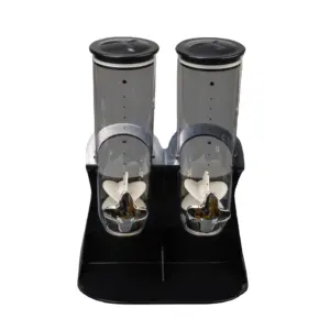 Supermarket storage acrylic double bucket dry gravity bulk food dispenser for dispenser cereale