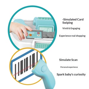 Juego de simulación de supermercado para niños, mostrador de ventas con tarjeta de crédito escaneable, juguete de rol para jugar a la caja registradora - Product Image 5
