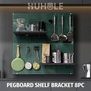 <b>Black</b> pegboard <b>Shelf</b> <b>Bracket</b> 8PC Set Hooks & Rails Pegboard Mounted <b>Black</b> Color Industrial Style Different Sizes Vietnam Origin - Product Image 5