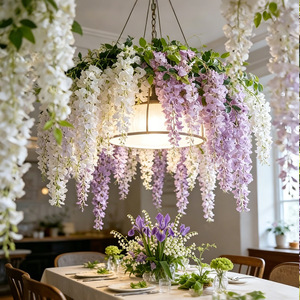 <span class=keywords><strong>Fleurs</strong></span> artificielles en soie plastique de glycine et d'<span class=keywords><strong>albizia</strong></span> à longues branches, décoratives suspendues pour la maison moderne, les mariages et comme accessoires photo, pour l'intérieur - Product Image 3