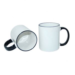 Tasse à café en céramique de 350 ml (11 oz) avec poignée ronde, impression de photos et logos par sublimation, bord coloré, emballage sécurisé - Product Image 1