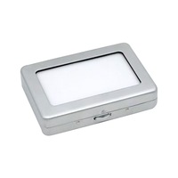 Boîte de présentation personnalisée en métal pour pierres précieuses et diamants avec interrupteur à poussoir et fenêtre transparente, étui pour pierres brutes, disponible en tailles longues et carrées