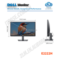 Monitor Desktop LED Del E2222H 21.5" Full HD 16:9 Baru DP+VGA 1920x1080 Panel VA Bisnis 99% SRGB Anti-Cahaya Biru Garansi 3 Tahun Hitam