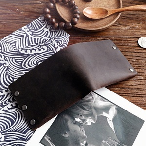 Vintage Handmade Luxury Women's Short Wallet Genuine Leather Top Layer Horizontal Crazy Horse Button Fold Open Portable Daily - Product Image 4