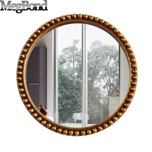 Miroir mural <span class=keywords><strong>rond</strong></span> ou ovale en or antique, design en plastique, style Art déco pour une suspension élégante - Product Image 6