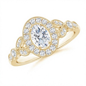 Anillo de Compromiso con Halo de Diamantes Cultivados en Laboratorio de 0.75 Ct, Plata de Ley 925 y Oro Sólido de 14K, Proveedor Mayorista OEM ODM - Product Image 1
