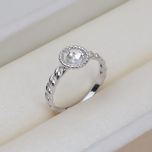 Accessoires de bijouterie DIY en argent S925, anneau simple à ouverture avec support creux pour cheveux de fœt de 5-6 mm, produit semi-fini - Product Image 3