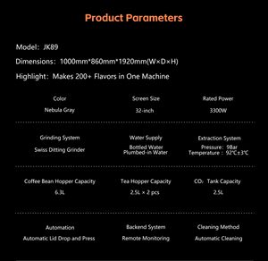 Distributeur automatique de café glacé intelligent commercial JK89 <span class=keywords><strong>avec</strong></span> distribution automatique de glace, station de boissons à écran tactile, options multiples - Product Image 6