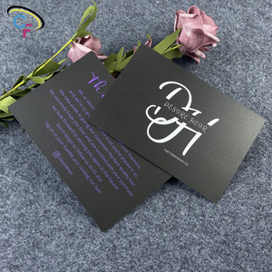 Cartes de remerciement personnalisées de luxe avec logo de marque, impression violette et blanche, noir mat, pour les marques d'extensions capillaires - Product Image 3