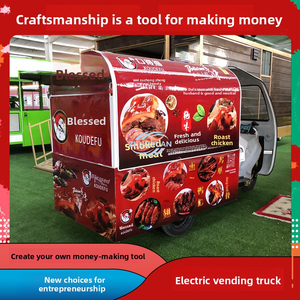 Convenient Movable <b>Electric</b> Snack Cart Open Type Kitchen 200 Capacity Three Wheel Street Food Transport Car - Product Image 6