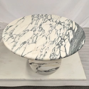 Tavolino da Caffè Rotondo in Marmo Calacatta Viola con 3 Gambe, Design Semplice in Stile Francese, Personalizzabile all'Ingrosso - Product Image 2