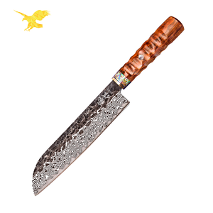 KEENHOPE 7-Inch 89-Layers Damascus Steel Cleaver Knife VG10 Brass <b>Abalone</b> <b>Shell</b> Laser Sharp Japanese USA Desert Ironwood Right - Product Image 1
