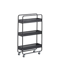 Chariot de rangement moderne en métal à 3 niveaux, finition brillante, design détachable, nettoyage facile, avec étagères et roulettes, vente en gros