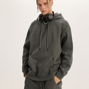 Wholesale High Quality 80% Cotton 20% Polyester Olive <strong>Green</strong> <strong>Hoodie</strong> Winter Warm Plain Pullover <strong>Hoodie</strong> for <strong>Men</strong> - Product Image 2