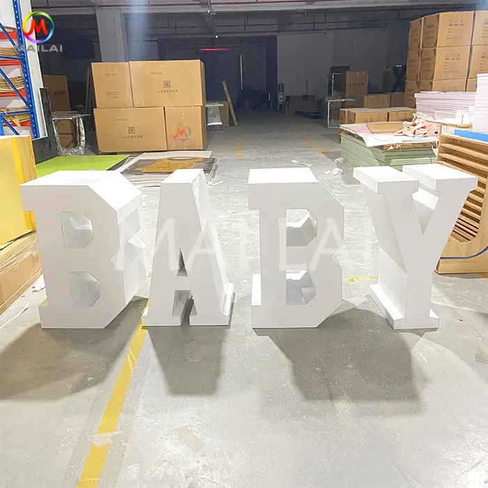 Mesa con letras acrílicas para bebés, abecedario grande para fiesta de boda, con tapa de cristal