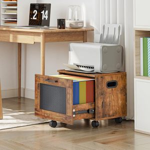 Printer <b>Shelf</b> With Drawer And Mesh Storage Office <b>Desktop</b> Organizer Tiger Palm Color Standing Type - Product Image 2