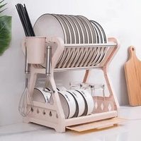 Égouttoir à Vaisselle et Couverts Double Couche Populaire Gloway pour Évier, Rangement de Cuisine en Plastique, Organisateur avec Porte-Ustensiles