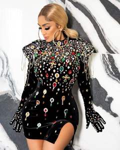 NOVANCE-Vestido corto <span class=keywords><strong>de</strong></span> terciopelo y cristal para mujer, <span class=keywords><strong>traje</strong></span> elegante para actuaciones en escenario, primavera 2022, Y2104 - Product Image 5