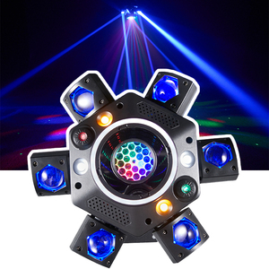 Nouveau Laser à 6 bras + faisceau + lumière stroboscopique à effet de rotation de couleur magique pour la discothèque de fête à la maison - Product Image 1