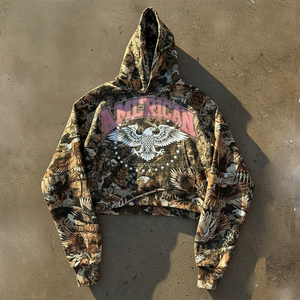 Felpa con Cappuccio <span class=keywords><strong>Camo</strong></span> Deadwood Personalizzata con Stampa DTG Integrale, Design Oversize con Strass per Uomo - Product Image 2