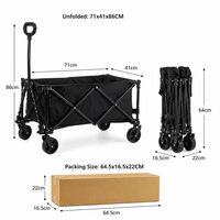 Carrito Plegable Negro para Camping, Jardín y Uso General con Mango Ajustable, Compatible con OEM y ODM