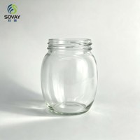 280ML Ei-vormige, bolle glazen weckpot, glazen vaas voor augurken, kruiden, gedroogd fruit, huishoudelijke keukenopbergruimte