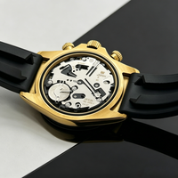 Jam Tangan Mewah Multifungsi Kustom yang Dimodifikasi dengan Tali Karet, Casing Baja Tahan Karat, Kronograf Kuarsa, Timer, Jarum 20mm
